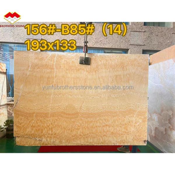 Thickness Tolerance /- 1mm Antique Book Match Yellow Onyx Marble for Lavabo Component