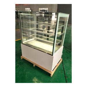 Multiple Shelves Glass Stainless Steel Structure Cake Refrigerated Storage