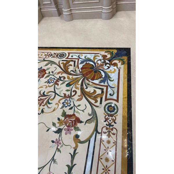 Customized Cut-To-Size Water Jet Marble Inlay Medallion for Modern Villa and Hotel