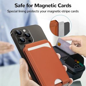 Premium Leather Magnetic Wallet Phone Stand Adjustable Magsafe Card Holder