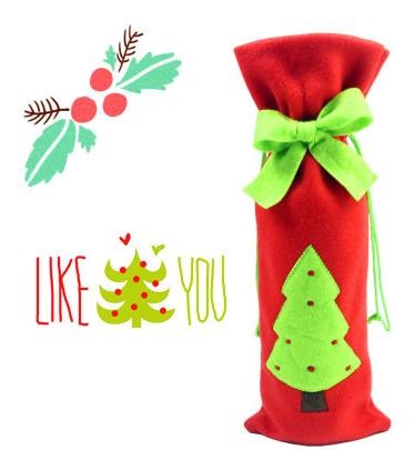 Buy Christmas Decoratived Red Fleece Wine Bottle Cover at wholesale prices