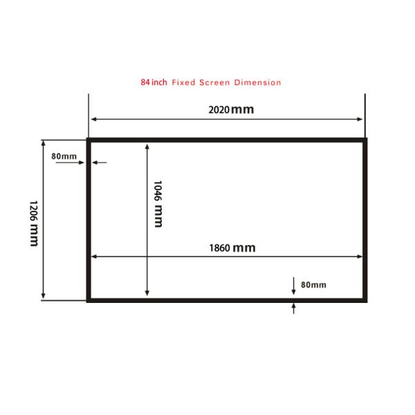 84 Inch Flat Fixed Frame Screen 16:9 Ratio Matt White With Black Velevt Special For Cinema