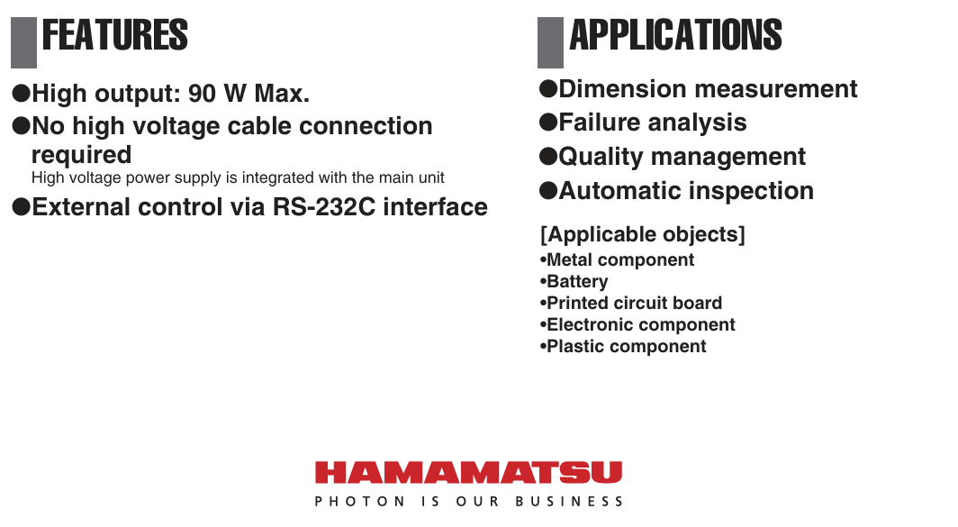 Hamamatsu L14351-02 Microfocus Xray Tube For Auto Inspection Exceptional Reliability