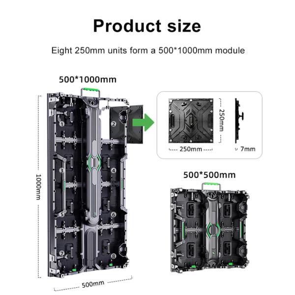 Multipurpose Indoor Rental LED Display Die Cast Aluminum material 500X1000mm