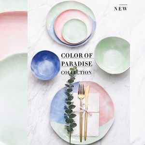 China 26cm Irregular Edge  Dishwasher Safe Ceramic Soup Platter Plates on sale