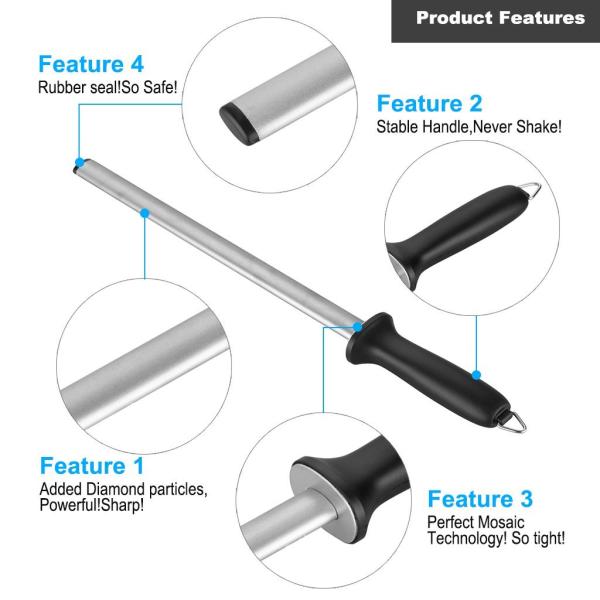 Home Ceramic Knife Sharpening Rods 12 Inch 14 Inch For Mother'S Day Gift