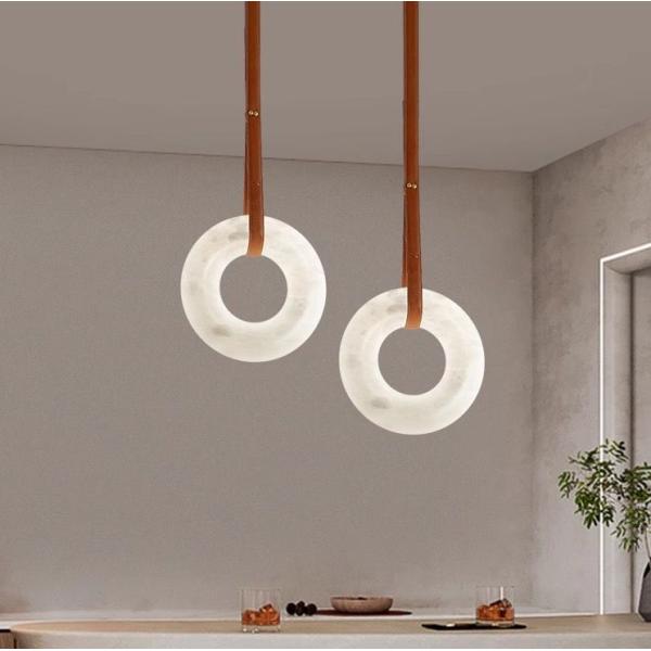 Modern Simple Indoor Commercial Office Home Hanging Halo Ring Pendant Alabaster Chandelier