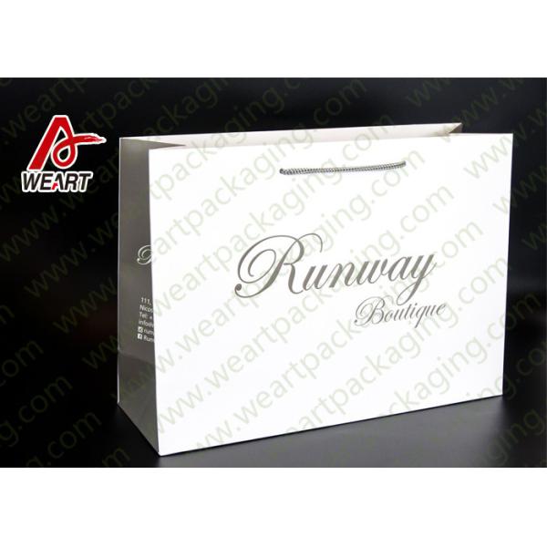 Buy Modern Custom Boutique Shopping Bags , White Packaging Paper Bags With Ribbon Handle at wholesale prices