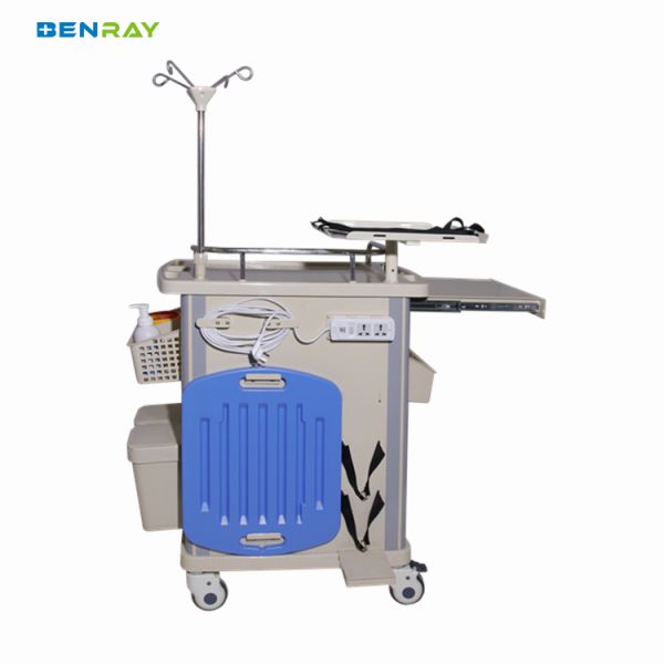 Hospital Medical Records Crash Cart ABS Emergency Medical Cart Trolley with Drawers Trolley Medical