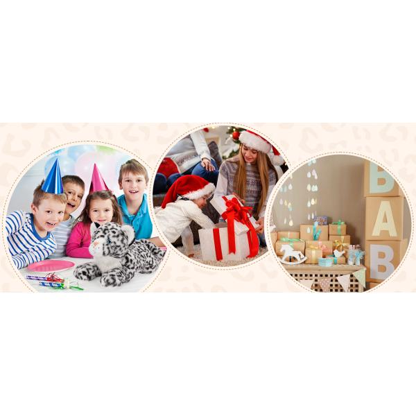 Christmas Birthday Gift Set 4pcs Snow Leopard Stuffed Animals Cheetah Plushies 3 Cubs Mama Baby Cheetah Girls and Kids