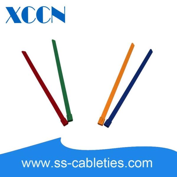 Buy Electrical Plastic Coated Stainless Steel Cable Ties SS201 Metal Material at wholesale prices
