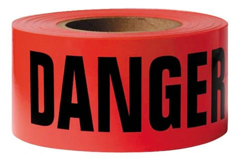 Custom Printed Barricade PE Warning Tape Non Adhesive Red Roll Plastic Barricer