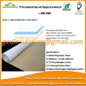 Quality PP film coated kraft paper with fiberglass scrim reinforced for sale