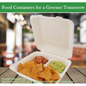 100% Compostable 3 Comp Take Out Food Containers Containers, Natural Disposable