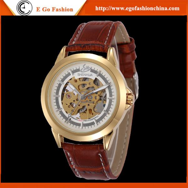 SH26 SHENHUA Branded Watch for Man Stainless Steel Watch Golden Watches Leather