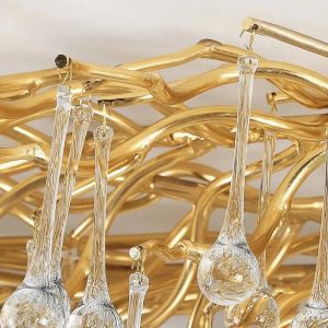 Incandescent Bulb Brass Crystal Chandelier Ceiling Light Hardwired