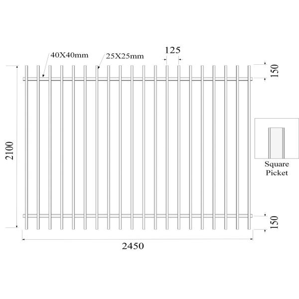 Tubular Security Garriso Fencing Panels 45mm rails upright 25mm