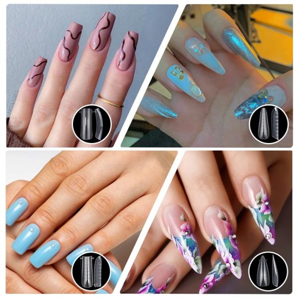 Nail Products Manufacturer Customize Brand 550pcs Box clear Soft Gel Full Cover Extension Press on Nail Tips for DIY