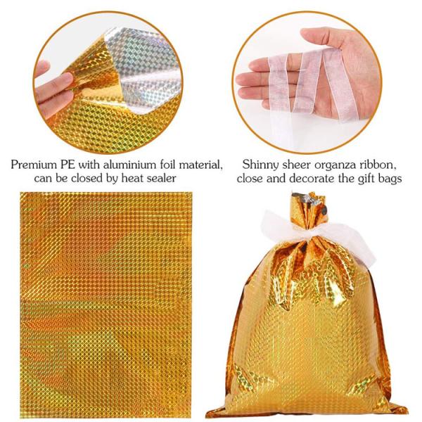 Xmas Drawstring Aluminum Foil Bag Candy Packing 9 Colors