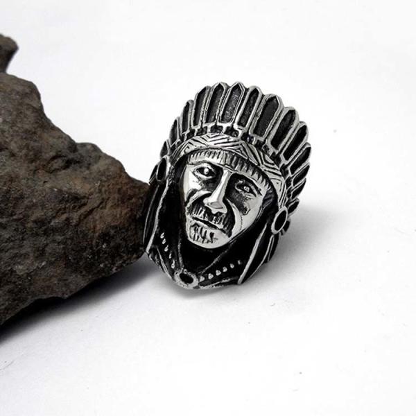Vintage Old Titanium Stainless Steel Men's Ring Engrave Indian (SA387)