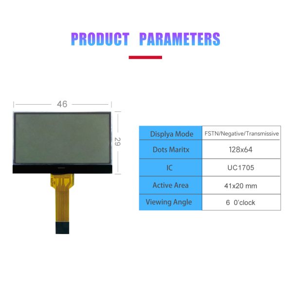 1.9 Inch 128x64 Resolution DFSTN Transflective Dot Matrix LCD Module with COG Technology for Industrial Control