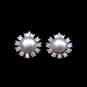 Sweety 925 Sterling Silver Pearl Earrings Snow Shape For Girl Friend Gift