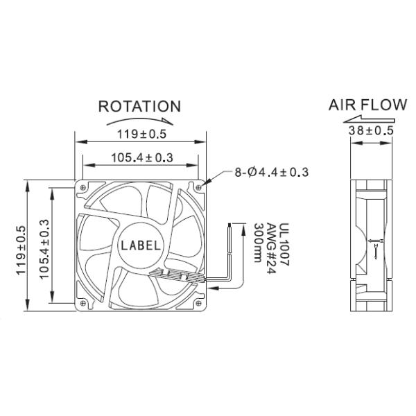 Electric 12 Volt DC Brushless Fan For Coolng System And Industrial