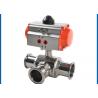 3 Way Sanitary Ball Valve , Pneumatic Actuated Ball Valve Welded Connection Type for sale