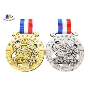 Soft Enamel Zinc Alloy Taekwondo Medal 76.2*3MM