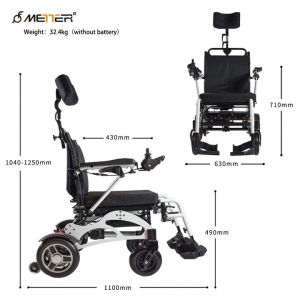 Brush Motor Foldable Electric Wheelchair Lightweight
