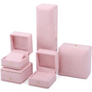 Rectangle Pink Jewelry Box for Custom Logo Packaging of Bracelets Necklaces and
