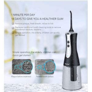 Quality Waterproof Black IPX7 Water Flosser Rotating Nozzle For Deep Cleaning for sale