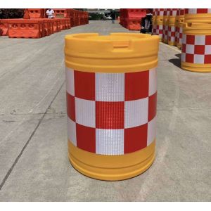Red And White Reflective Isolation Piers At Highway Intersections