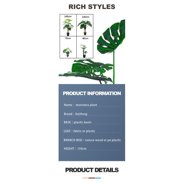 Monstera Artificial Green Plant Hall Living Room Bonsai Landscape wind resistance