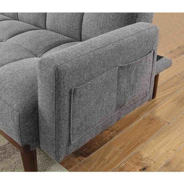 Convertible Sofa Futon, Gray Linen Fabric