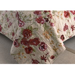 White Quilted Bedspreads And Coverlets 3pcs Printed Machine Quilting