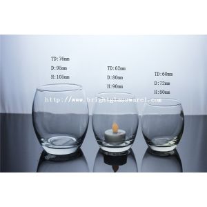 Quality Round shape clear glass candle holder for sale