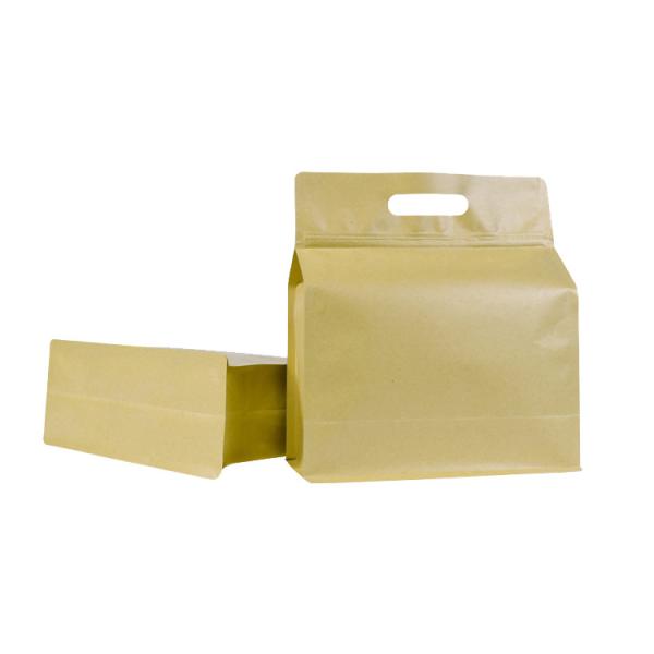 Stand Up 25x11x29.5cm Matte Kraft Paper Zipper Bag With Handle and Flat Bottom