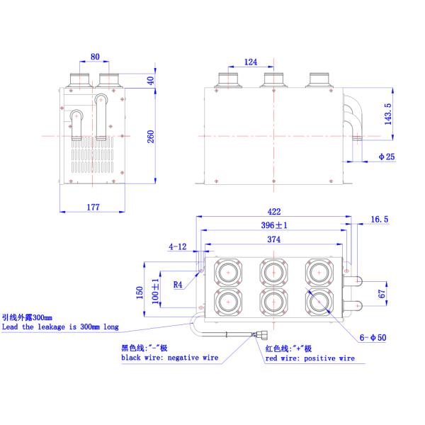 24 Volts 130w 6 Holes Bus Heating Windshield Defroster For Yutong Kinglong