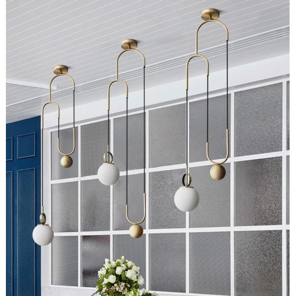 220V Indoor Iron Glass 35*120cm Modern Pendant Light For Living Room