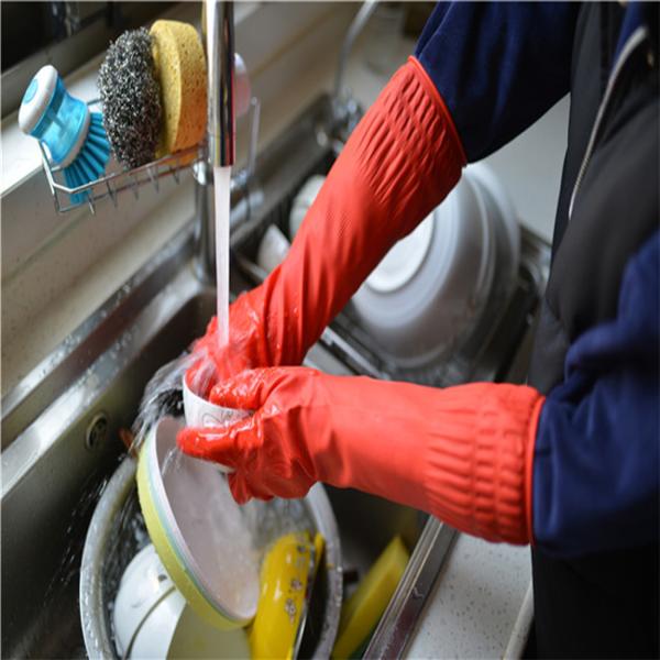 Buy Latex Rubber Dishwashing Gloves , Long Sleeve Cleaning Gloves Non Toxic at wholesale prices
