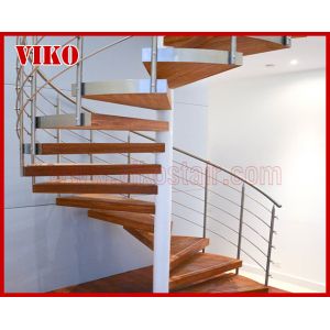 Spiral StaircaseVH36S Tread Beech Aluminum Stair Curved Glass Handrail 304