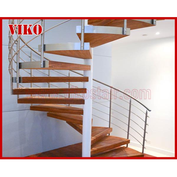 Spiral StaircaseVH36S Tread Beech Aluminum Stair Curved Glass Handrail 304
