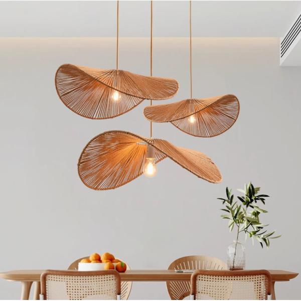 Wabi-sabi style rope chandelier simple creative bedroom living room lamp hand-woven Japanese retro homestay restaurant lamp