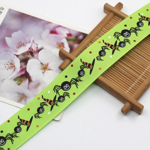 bat ghost witch pumpkin pattern halloween holiday grosgrain webbing printed ribbon