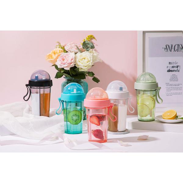 2019 Tik Tok Korea And Japan Hot Dual-Use Biodegradable Tritan Water Bottle,14OZ 20OZ Reusable Bubble Tea Strawberry Cup