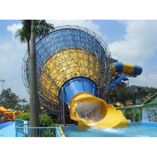 Commercial Fiberglass Water Park Slide with 60 x 38.5 m Working Area and 600m³/h Water Flow for 4 People Play Together