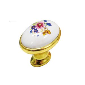 Kitchen Cupboard Door Knobs Ceramic Handles Antique Bronze Oval Porcelain