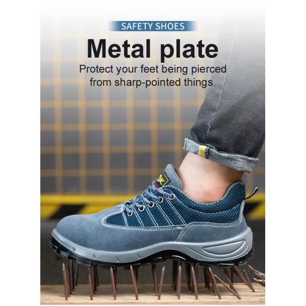 Comfort Genuine Leather Safety Shoes , Blue Sports Work Shoes For Men'S Working