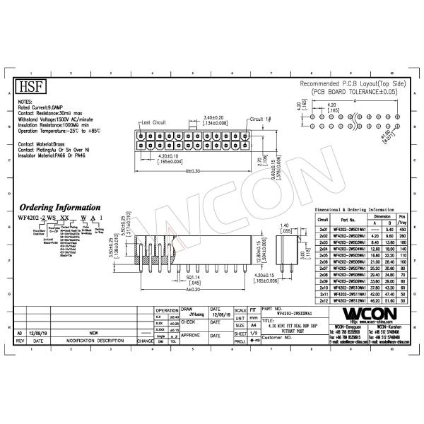 Straight Wire To Board Connector 4.2mm Dual Row Wafer Board In Connector